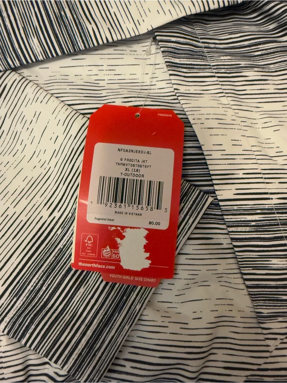 The‎ North Face Hooded Anorak Jacket - White & black Stripe